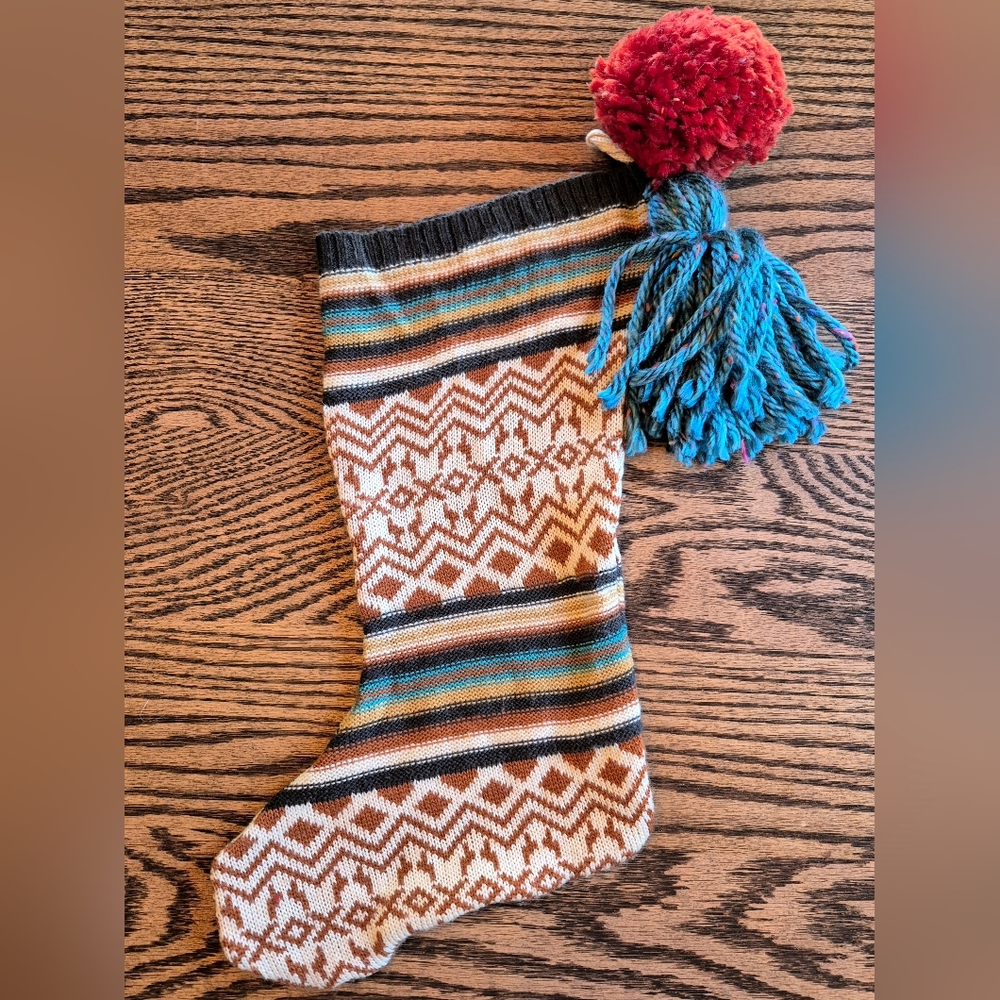 Festive Knit Stocking with Tassels